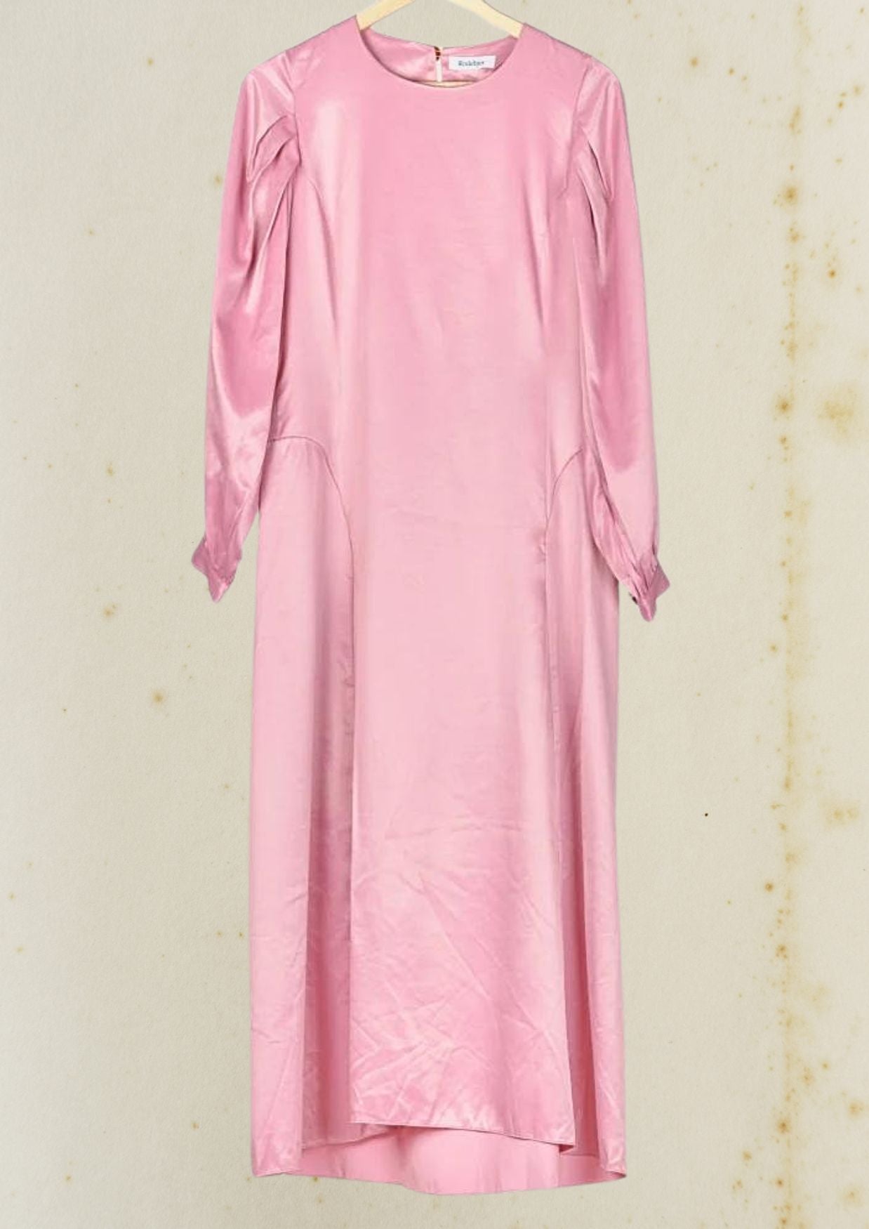 RODEBJER "Julinka Occasion" long pink dress with puff sleeves