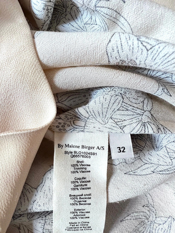 by malene birger floral print beige top blouse viscose