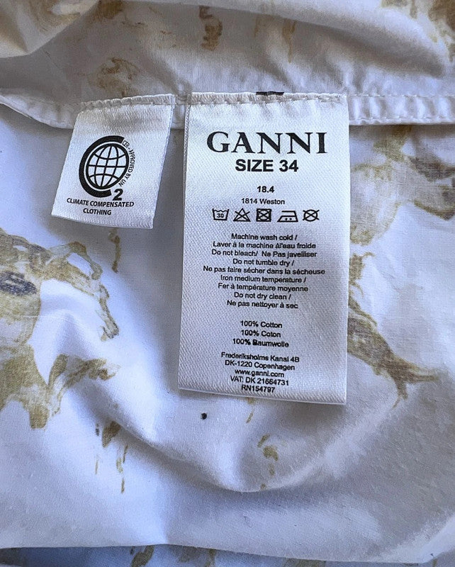 GANNI "Weston" iconic horse print cotton shirt