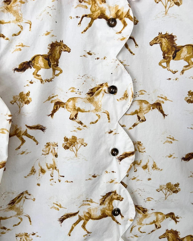 GANNI "Weston" iconic horse print cotton shirt