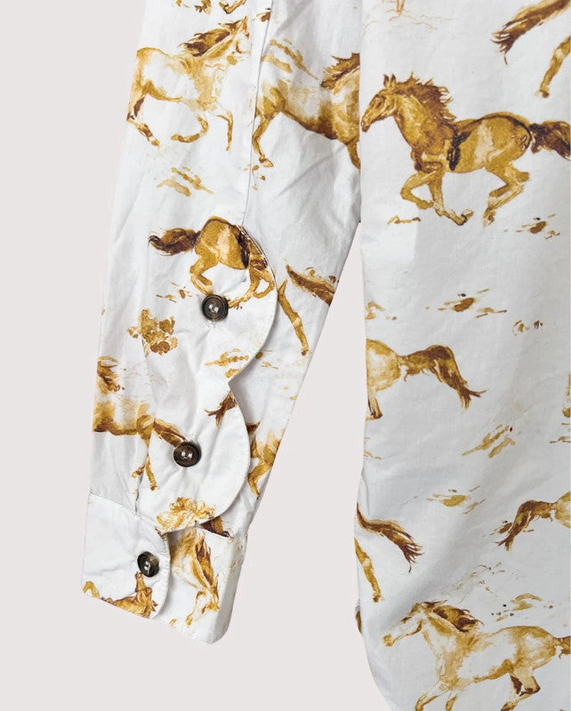 GANNI "Weston" iconic horse print cotton shirt