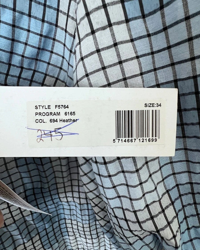 GANNI blue checked seersucker puffsleeves midi dress