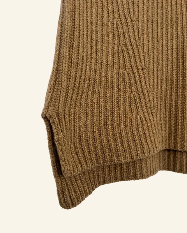 GANNI camel beige sleeveless oversize ribbed knitwear vest