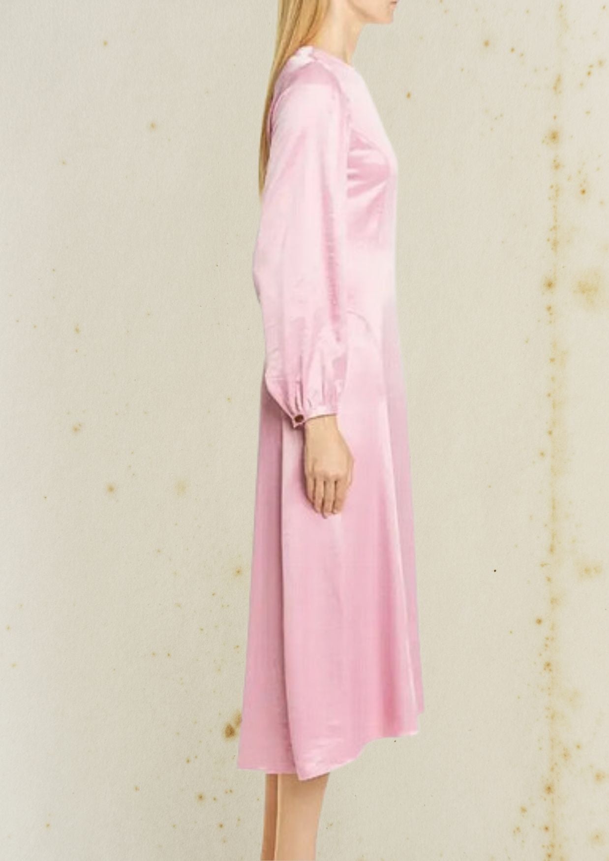 RODEBJER "Julinka Occasion" long pink dress with puff sleeves