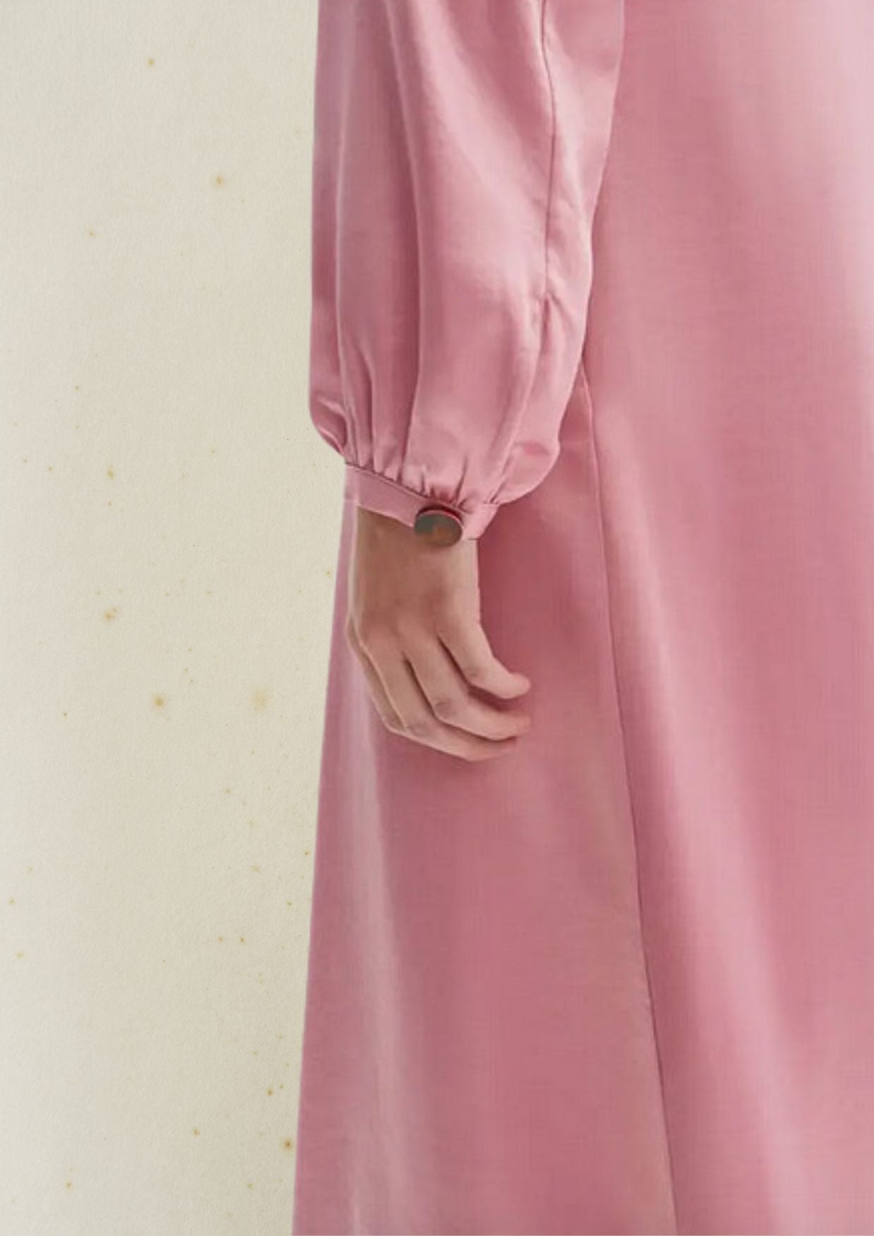 RODEBJER "Julinka Occasion" long pink dress with puff sleeves