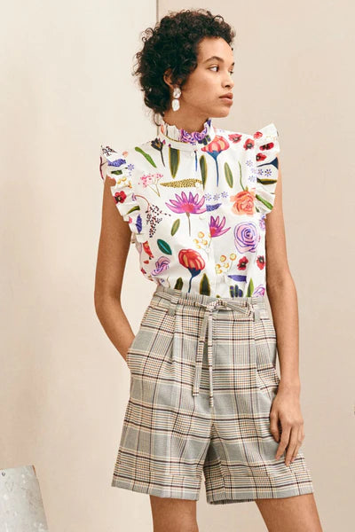 BAUM UND PFERDGARTEN white floral shirt blouse in cotton poplin