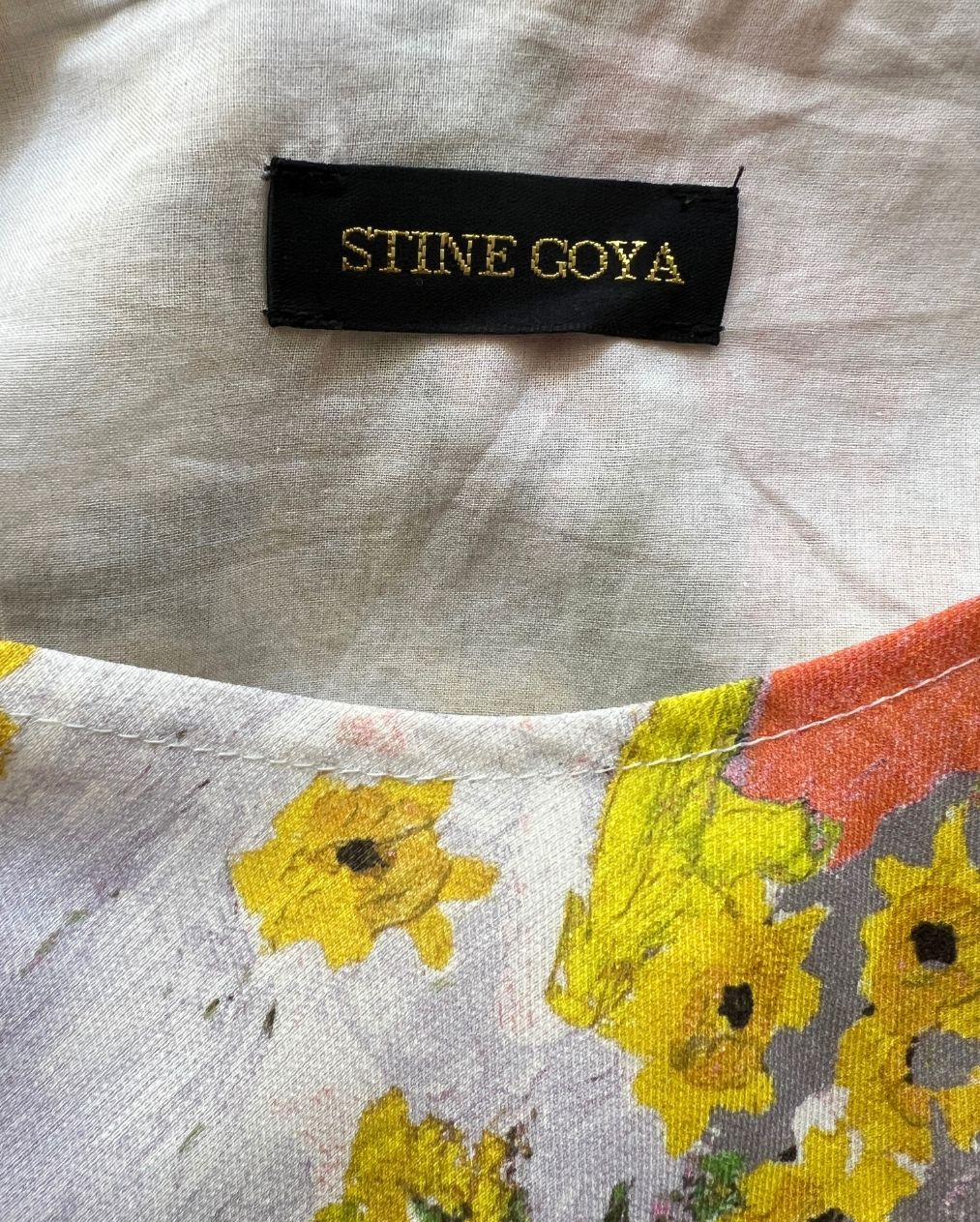STINE GOYA amelia floral canvas puff sleeves long dress