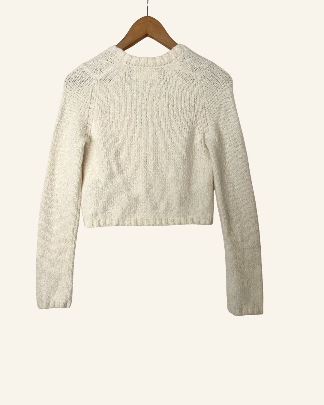 SAMSOE SAMSOE cotton wool blend cropped off-white cardigan