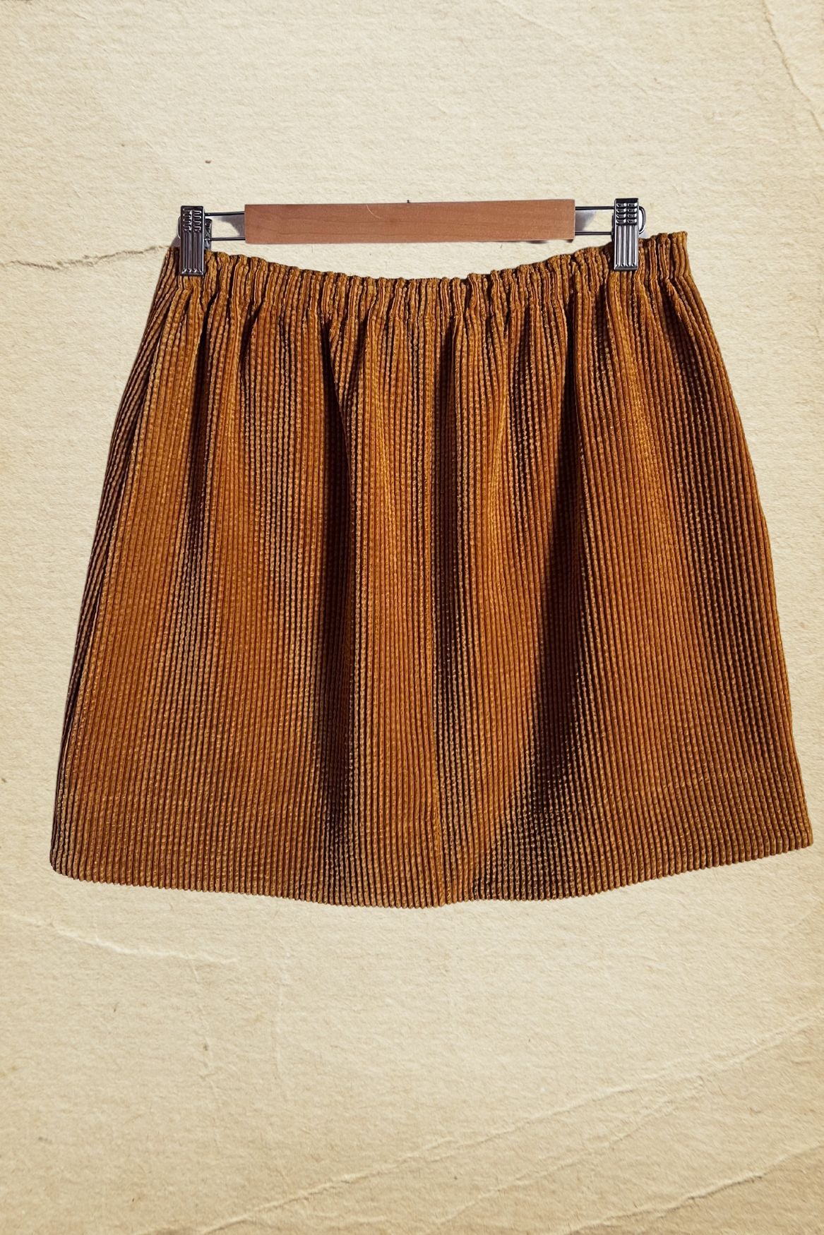 secondfemale mustard brown corduroy velvet pockets mini-skirt