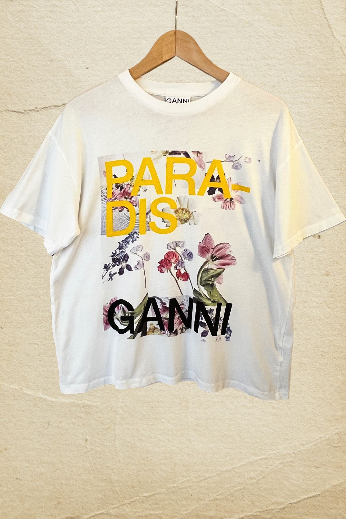 nni paradis white floral print logo tshirt