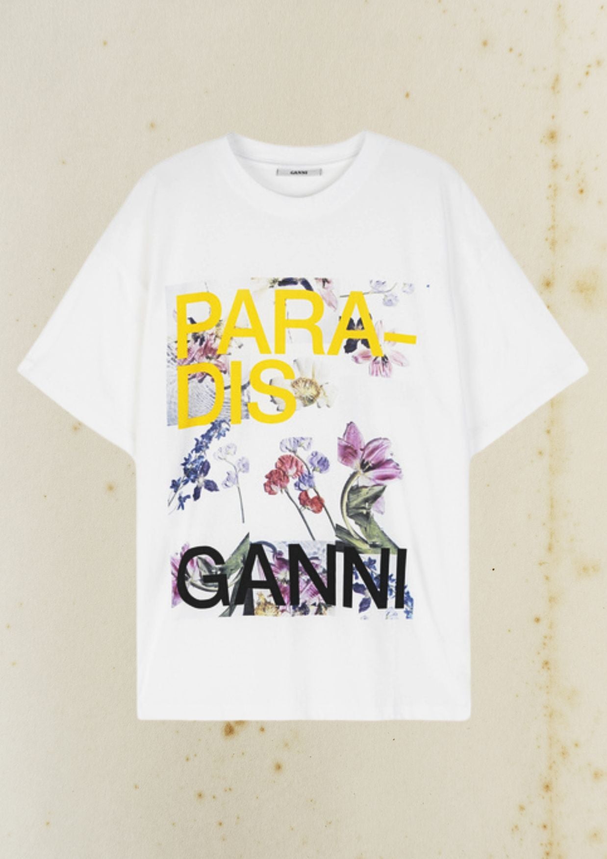 nni paradis white floral print logo tshirt