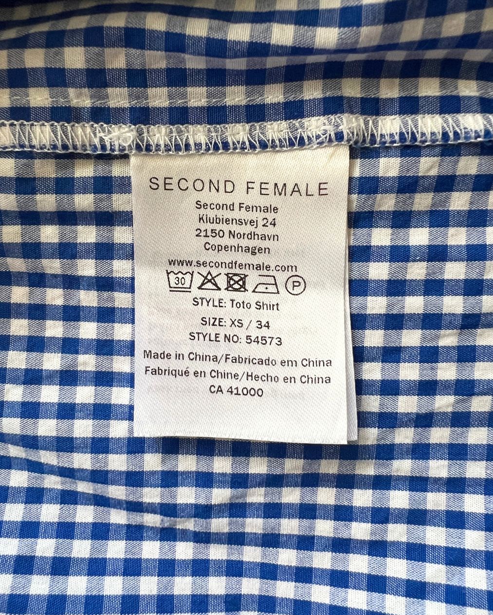 SECOND FEMALE gingham vichy checked large ruffled collar shirt