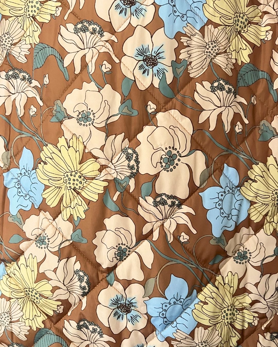 EDITED long floral light brown puffer jacket