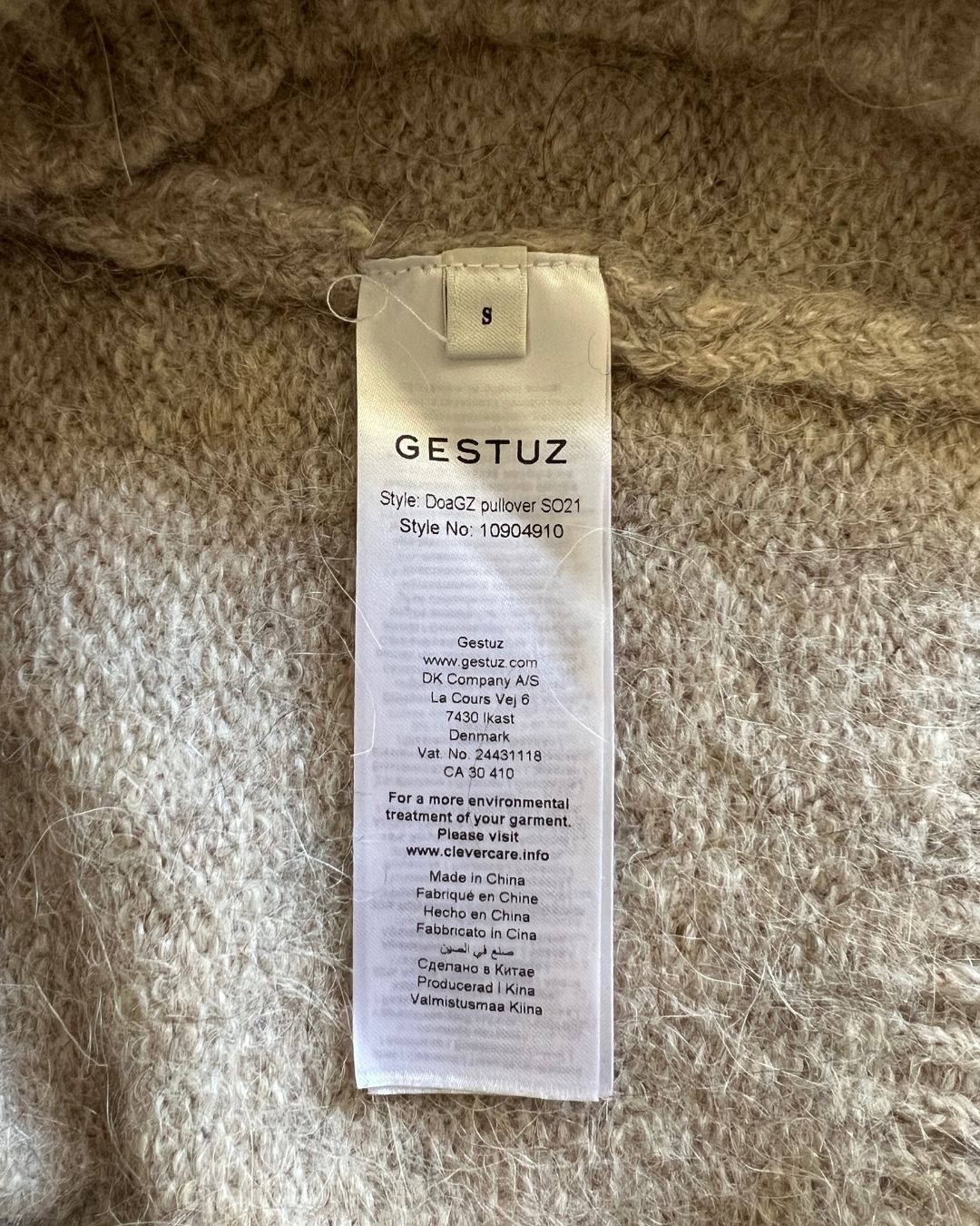 GESTUZ dark beige alpaca wool knitwear pullover