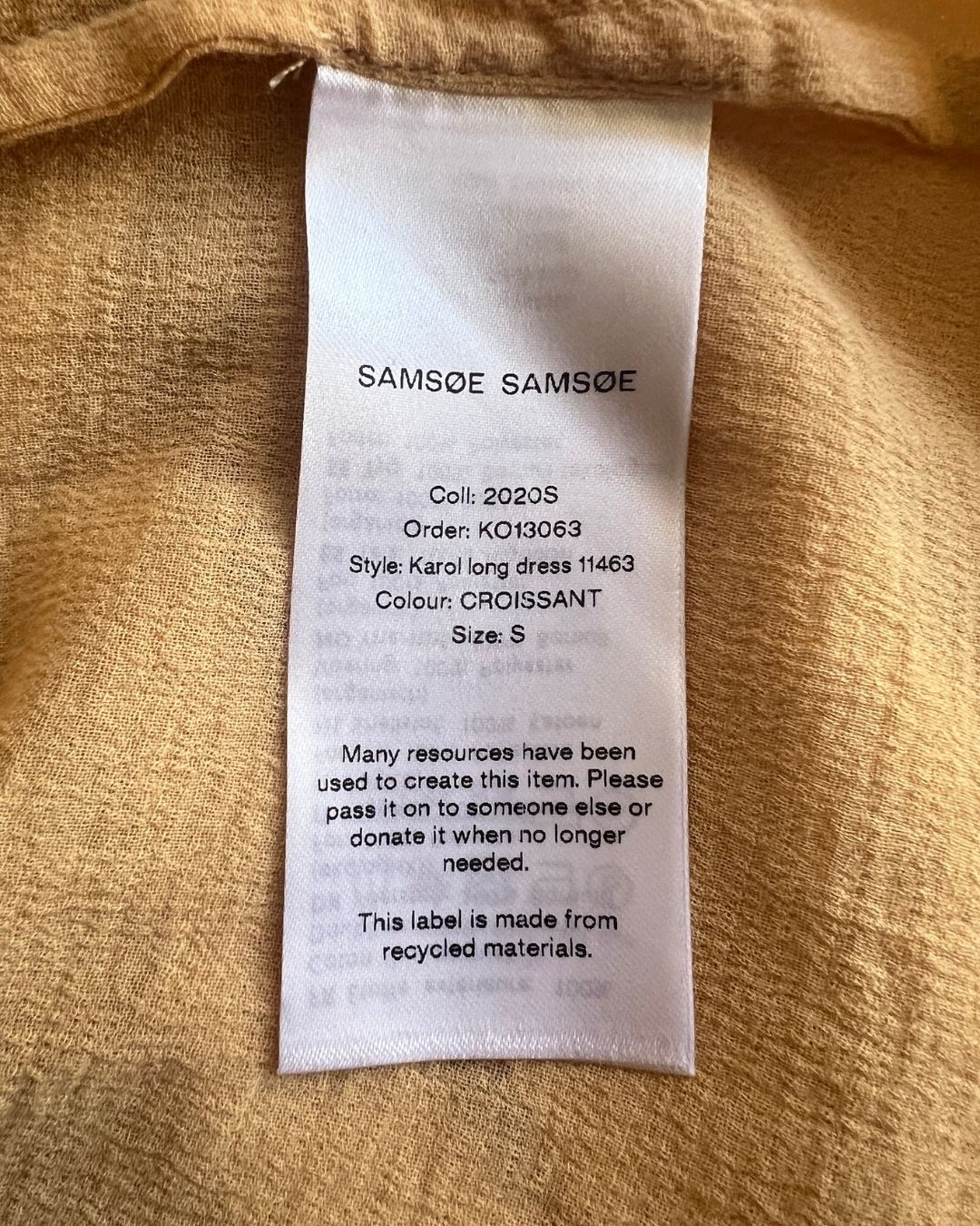 SAMSOE SAMSOE apricot beige color long summer dress in organic cotton