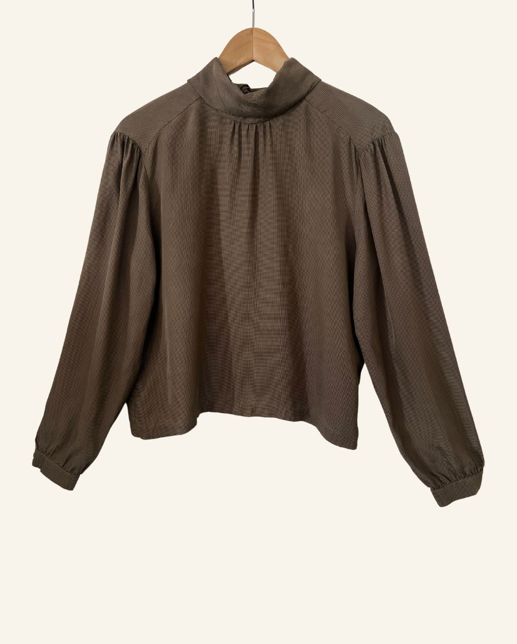 SAMSOE SAMSOE brown checked blouse with bow