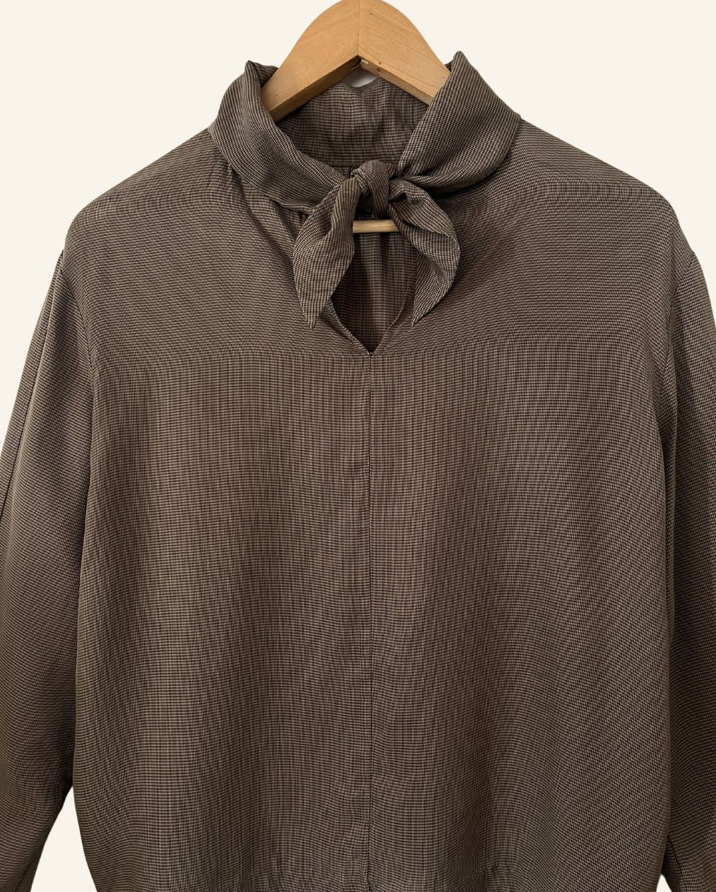 SAMSOE SAMSOE brown checked blouse with bow