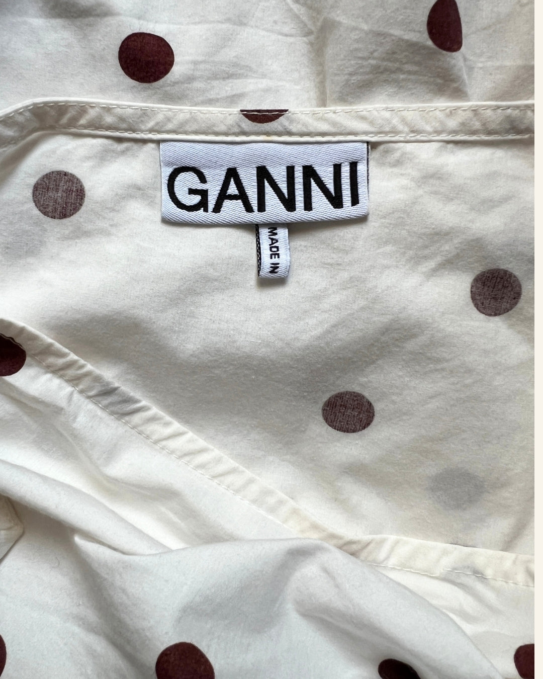 GANNI High waist polka dot print lightweight cotton poplin white skirt