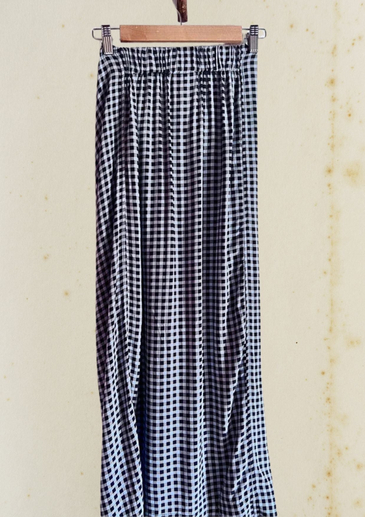 ganni gingham vichy blue black knot viscose long skirt