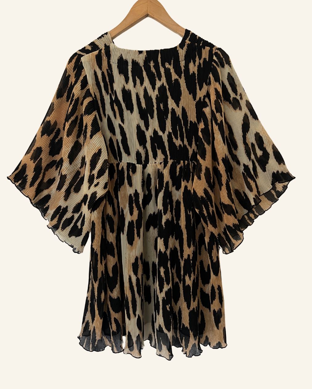 GANNI Leopard oversize pleated short dress