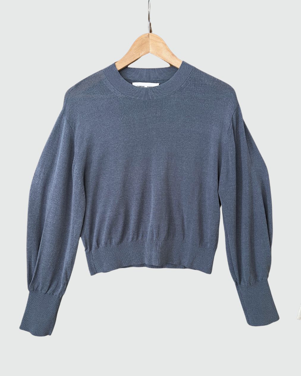 SAMSOE SAMSOE Blue Mirage Grey knitwear with puff sleeves