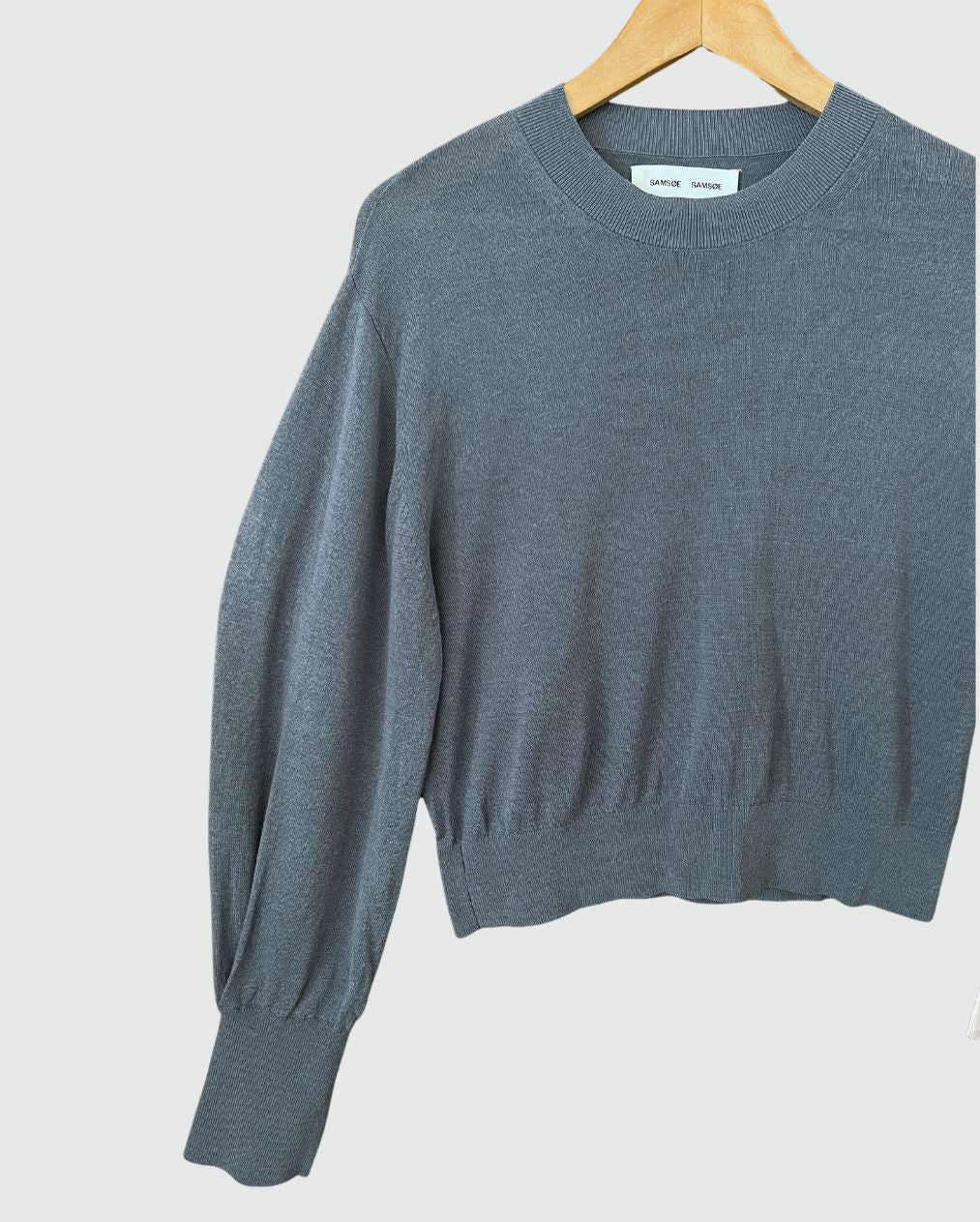 SAMSOE SAMSOE Blue Mirage Grey knitwear with puff sleeves