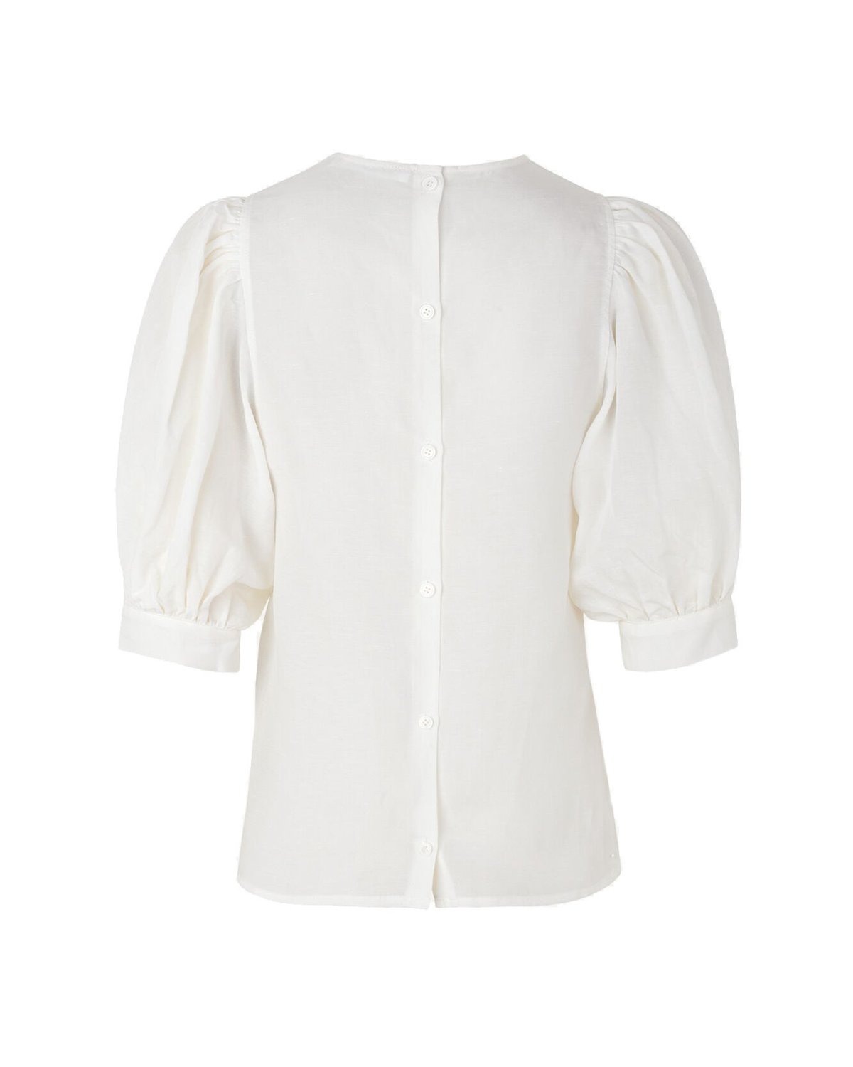 SAMSOE SAMSOE white linen puff sleeves blouse celestine