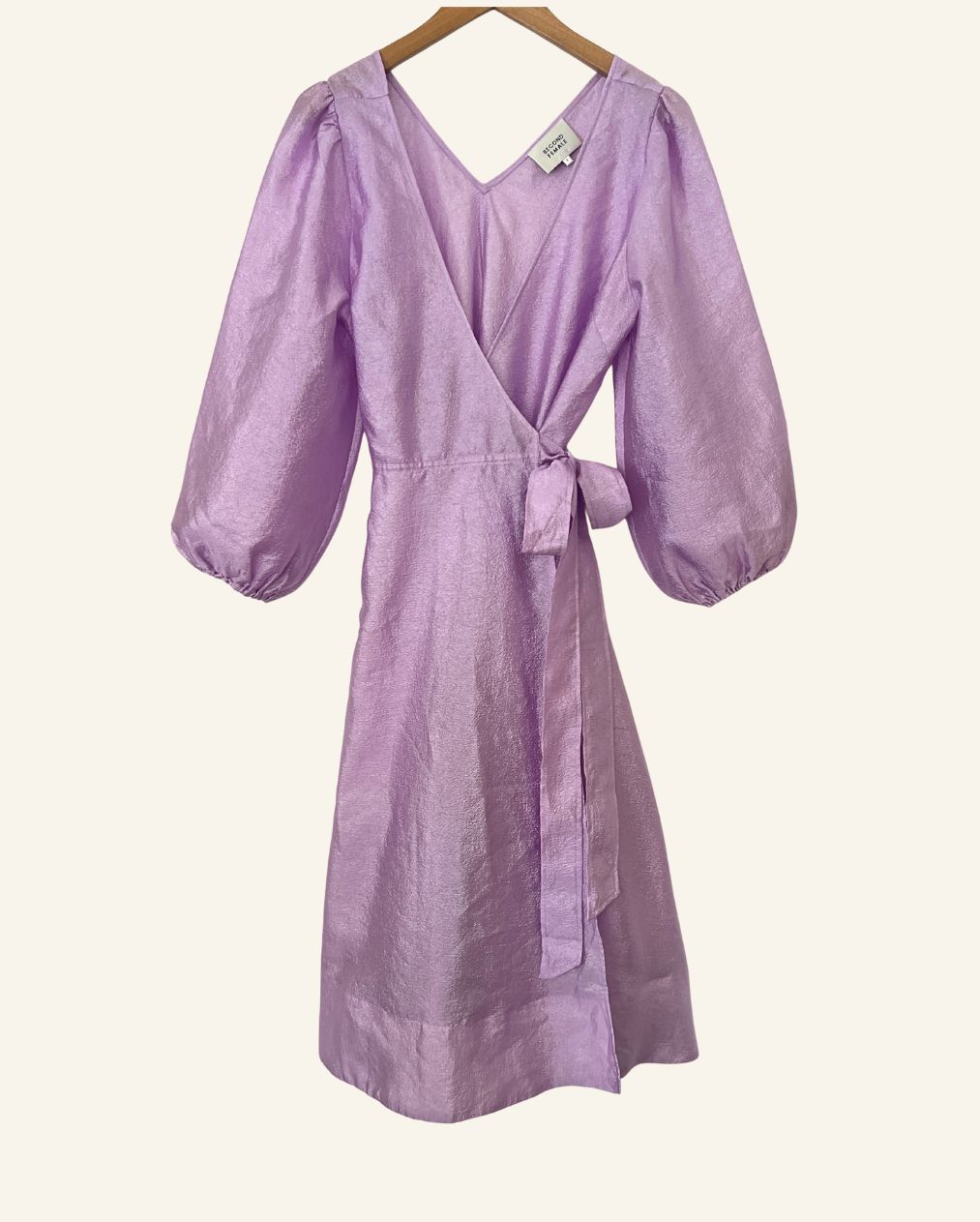 SECOND FEMALE lilac satin wrap dress