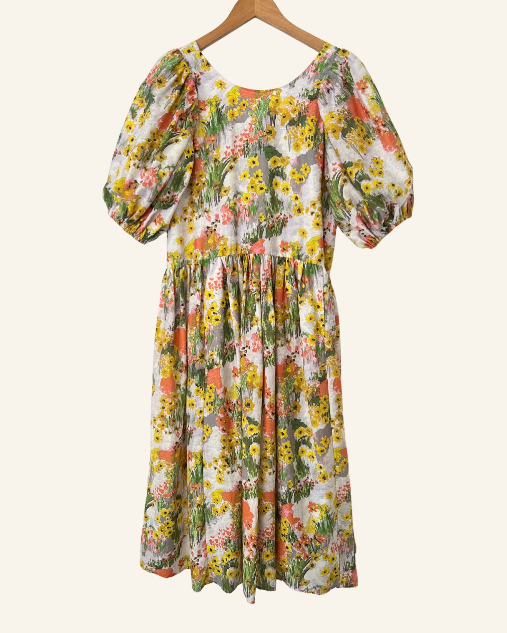 STINE GOYA amelia floral canvas puff sleeves long dress