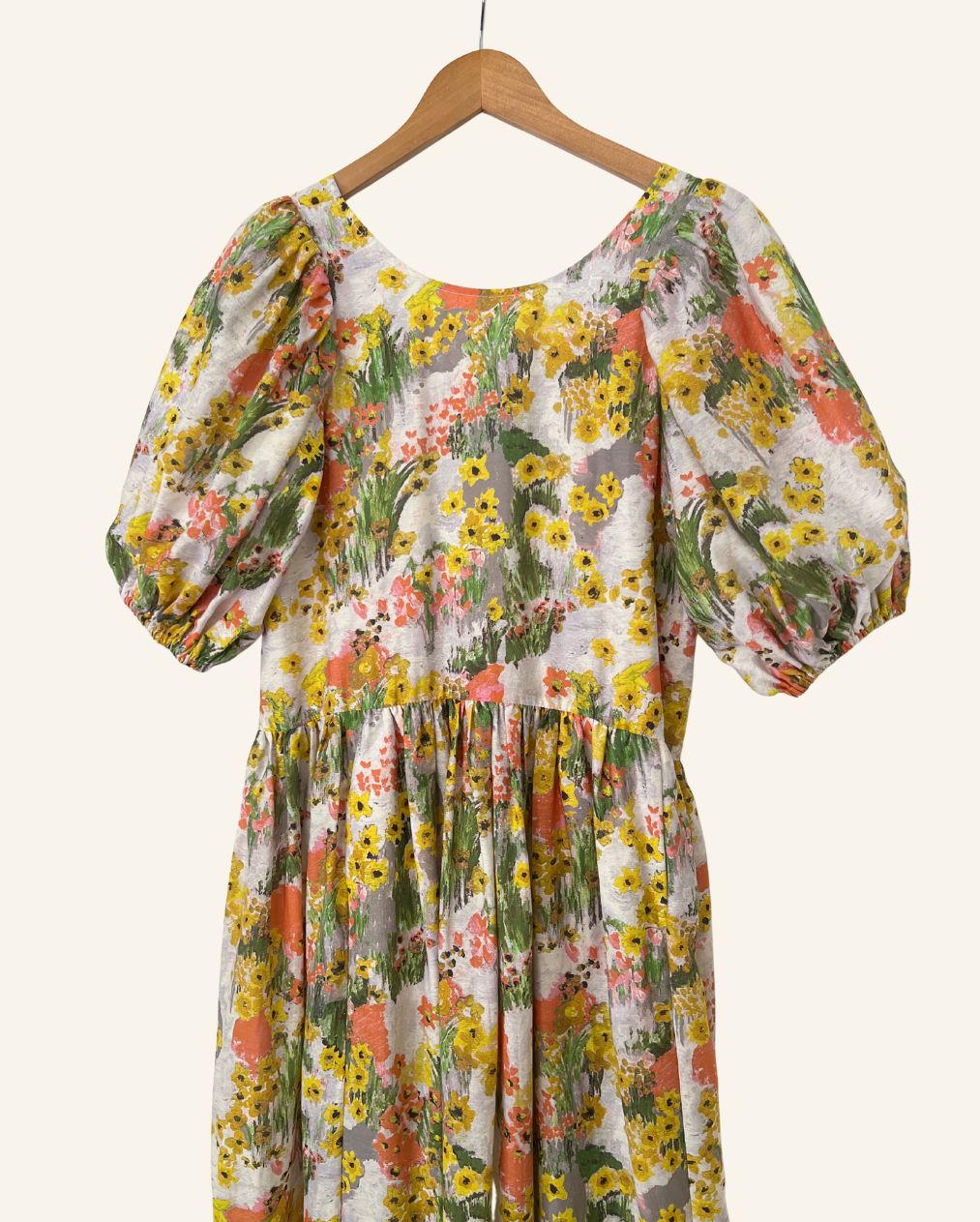 STINE GOYA amelia floral canvas puff sleeves long dress