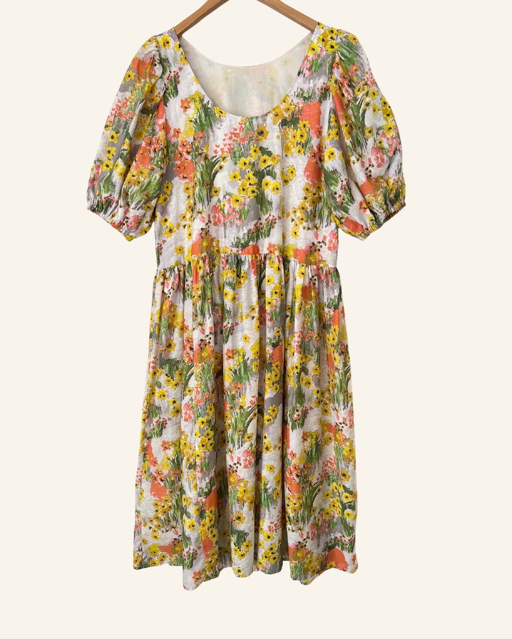 STINE GOYA amelia floral canvas puff sleeves long dress