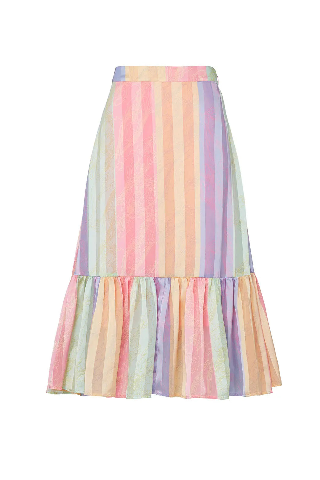 STINE GOYA leandra multicolored satin ruffled skirt