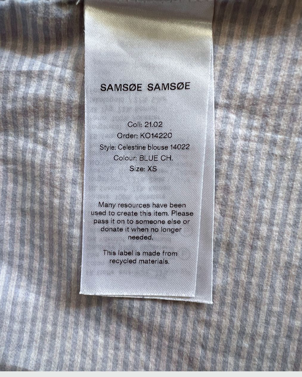 SAMSOE SAMSOE "Celestine" light blue vichy checked cotton silk blend blouse