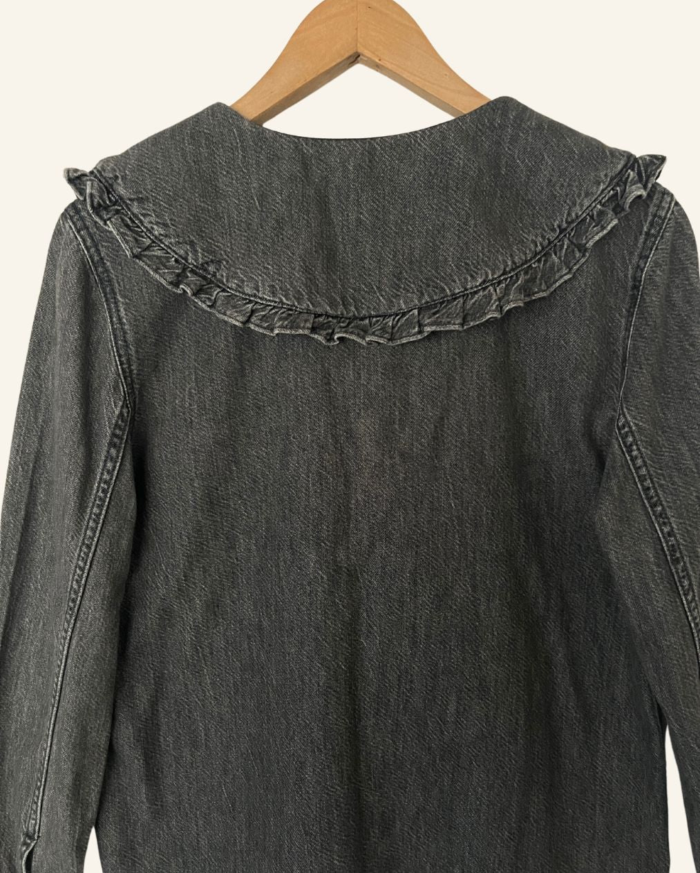GANNI washed out grey oversize collar denim shirt