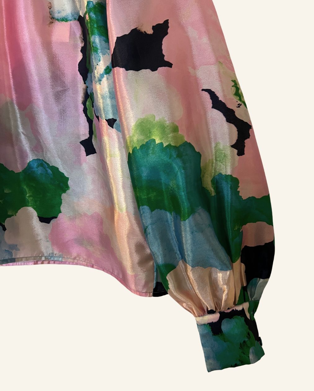 STINE GOYA satin multicolored clouds oversize blouse