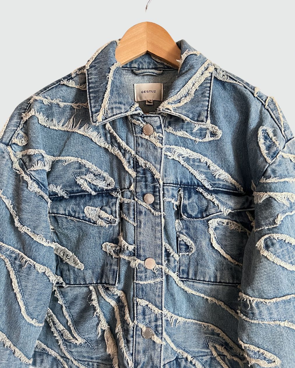 Veste en jean oversize à franges bleu clair GESTUZ