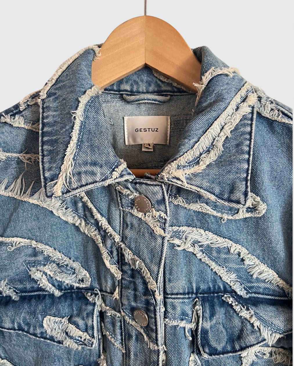 Veste en jean oversize à franges bleu clair GESTUZ