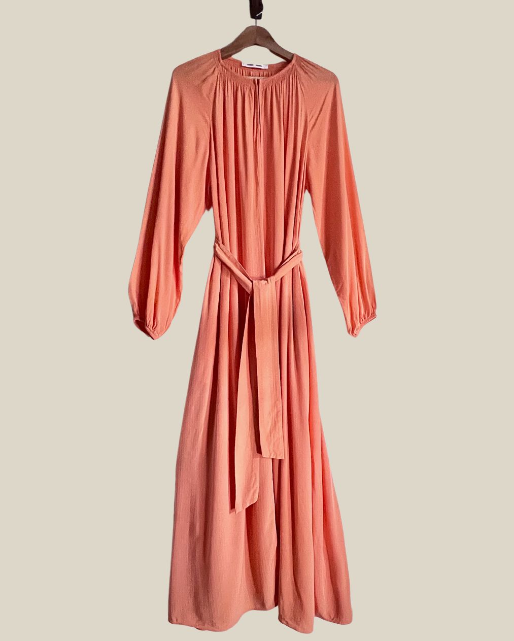 samsoesamsoe kaia maxi-long dress coral belt orange fabric