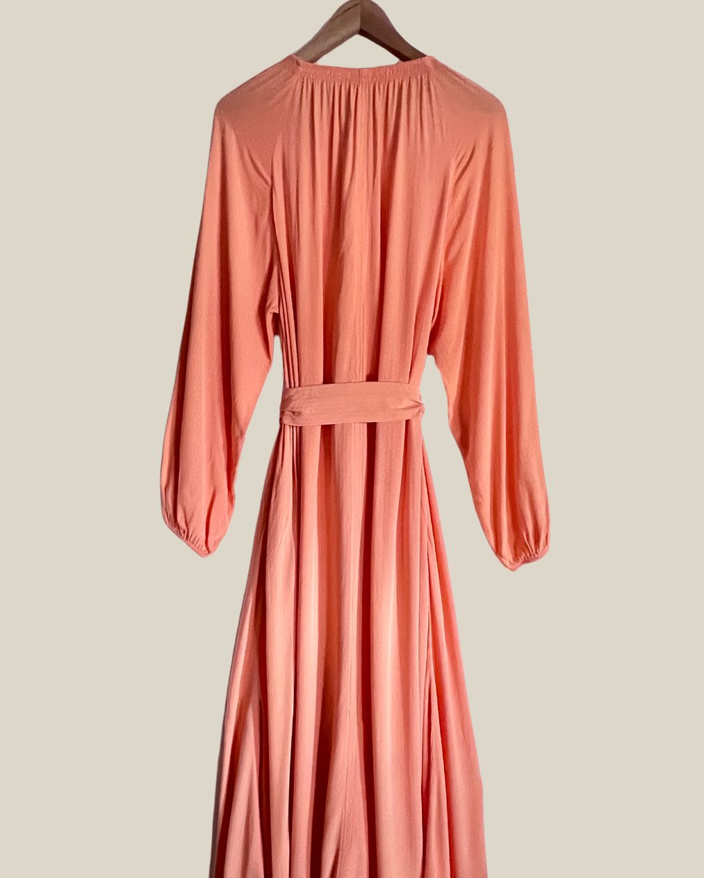 samsoesamsoe kaia maxi-long dress coral belt orange fabric