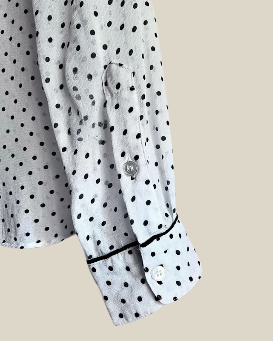 ganni rometty georgette white black polka dot ruffle blouse shirt