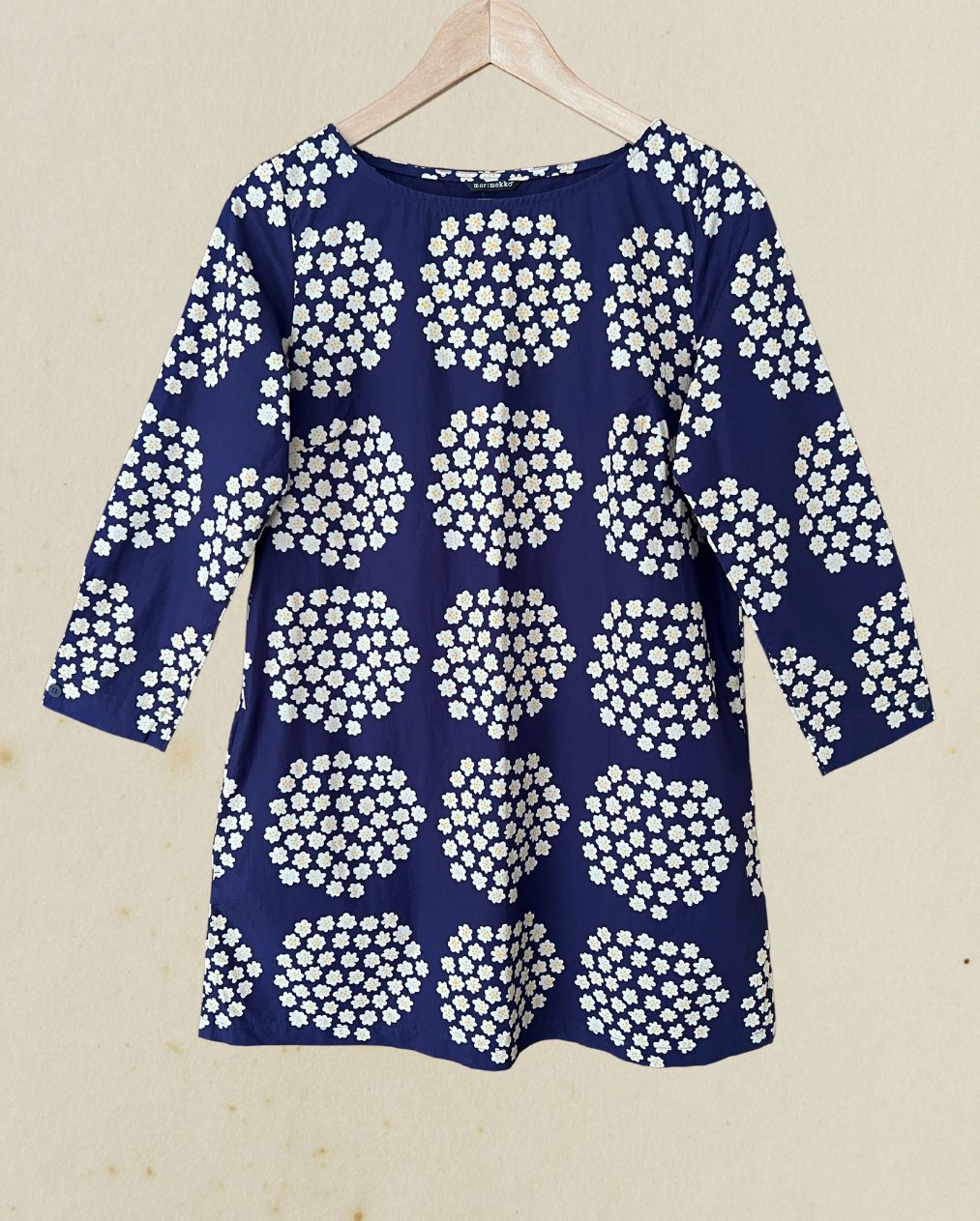 vintage marimekko dress MARIMEKKO Vintage dark flue floral print short dress – BOREAL REBORN