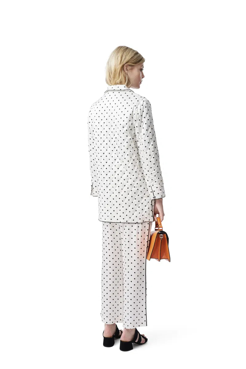 GANNI polka dots satin quilted jacket leclair satin