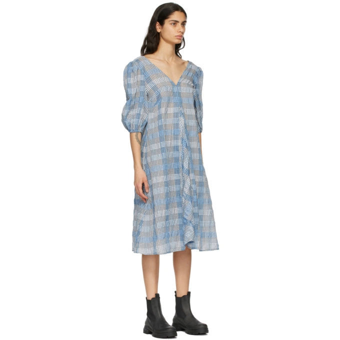 gannibluecheckedseersuckerpuffsleevesdress1