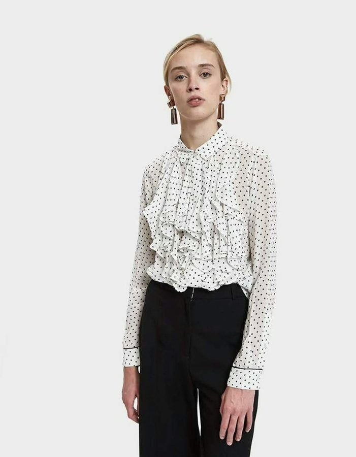 Polka dot ruffle shirt online