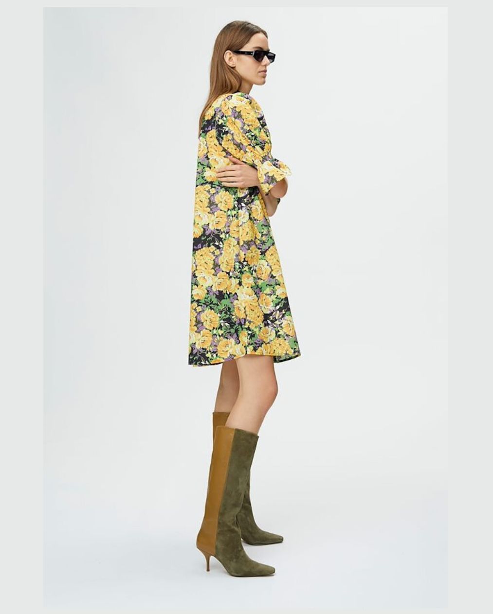 GESTUZ Robe chemise imprimé fleuri "Cassia" à manches ballon