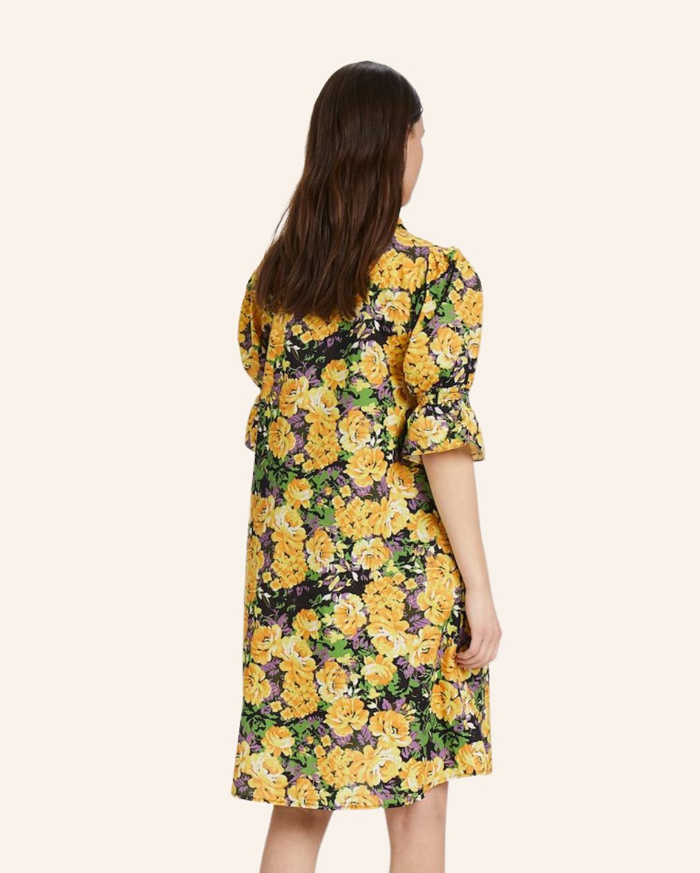 GESTUZ Robe chemise imprimé fleuri "Cassia" à manches ballon