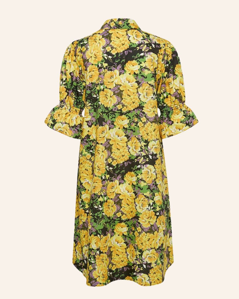 GESTUZ Robe chemise imprimé fleuri "Cassia" à manches ballon