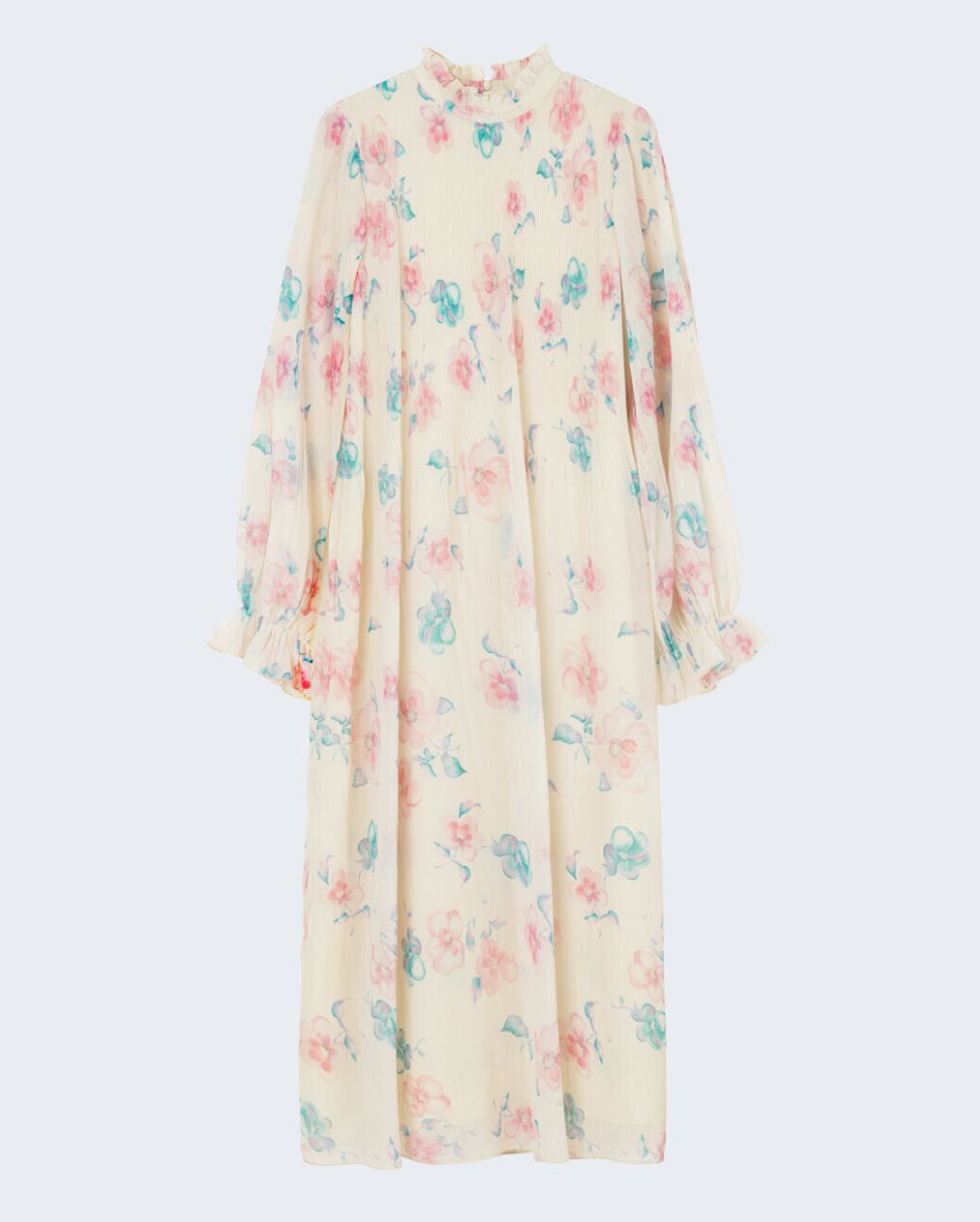 GANNI - Robe longue longue plissée en georgette la plus rêveuse à imprimé floral pastel