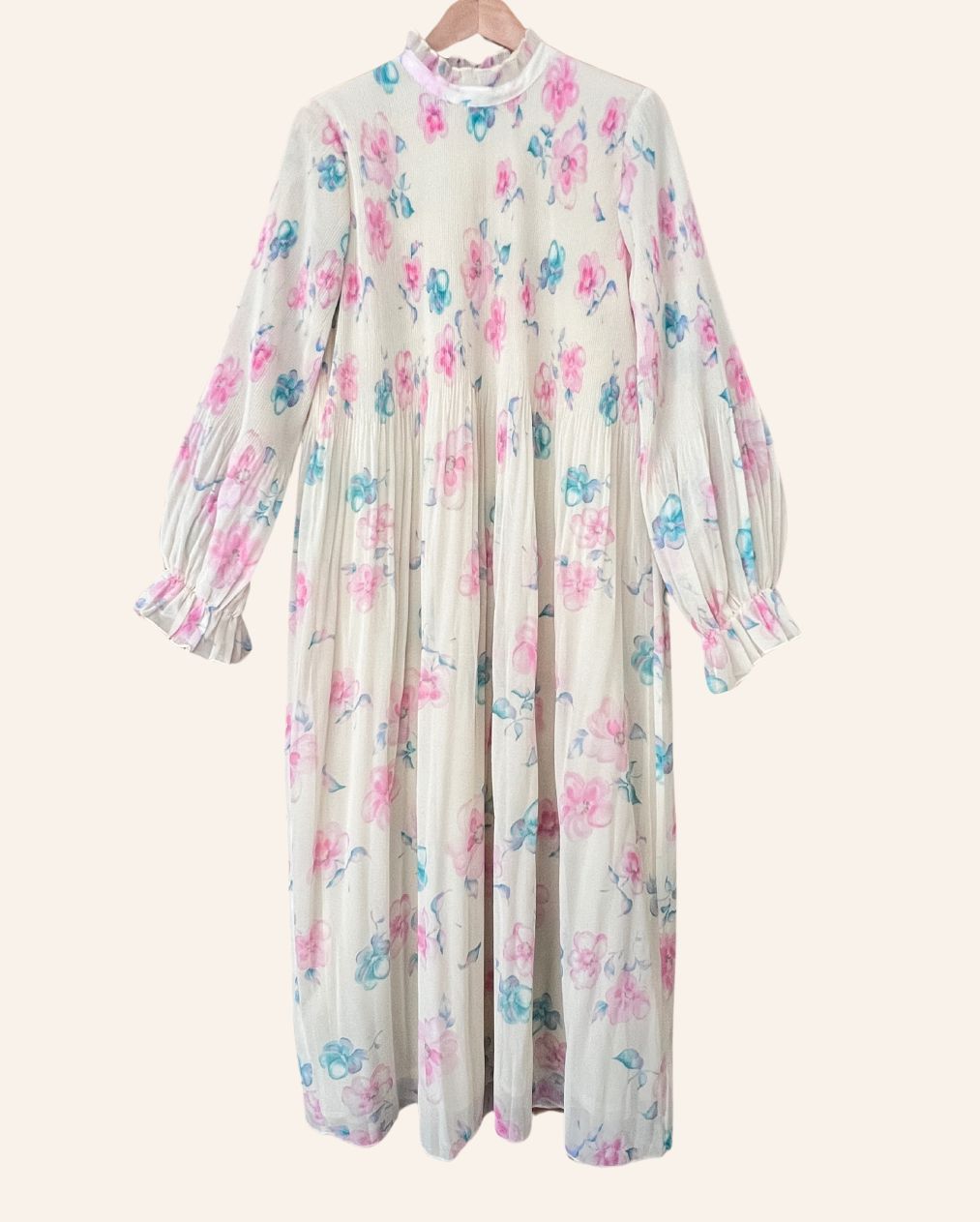GANNI - Robe longue longue plissée en georgette la plus rêveuse à imprimé floral pastel