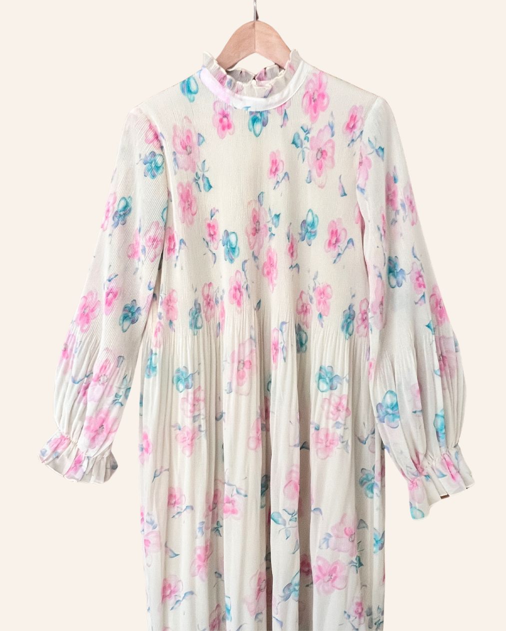 GANNI - Robe longue longue plissée en georgette la plus rêveuse à imprimé floral pastel